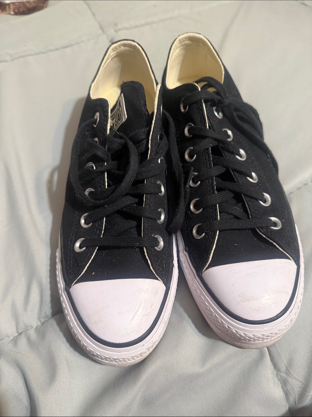 Converse Black Canvas Low-Top Sneakers with White Toe Cap